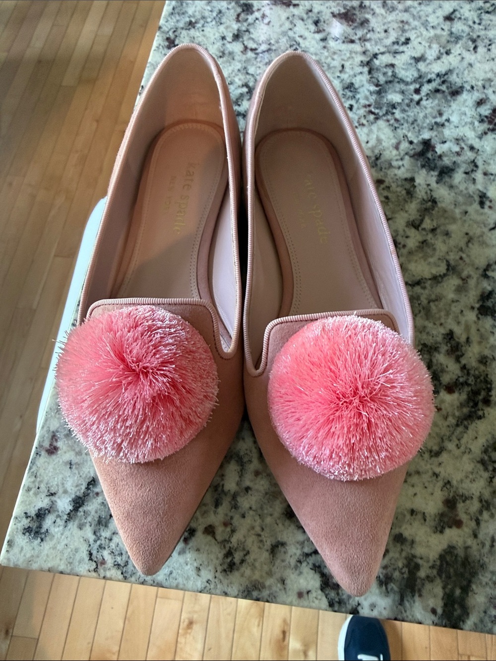 kate spade Coral Pink Pom-Pom Pointed Toe Flats